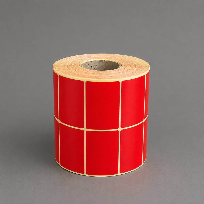 لیبل رنگی ( قرمز) دو ردیفه 50*25 رول 4000 عددی