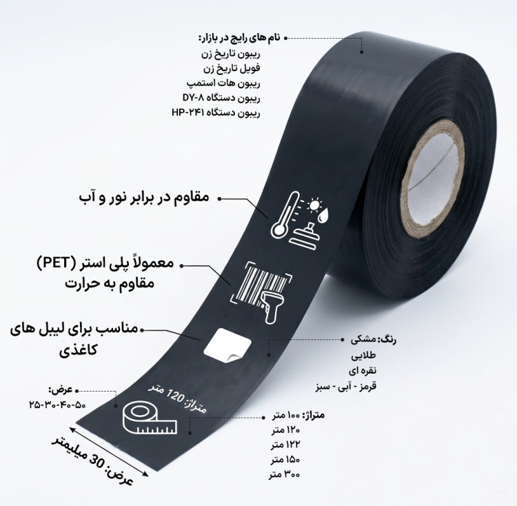 ریبون هات استمپ 120*25 (ریبون تاریخزن 25 در 120)
